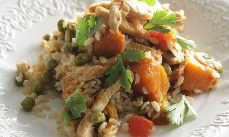 Рецепт овощного плова с индейкой