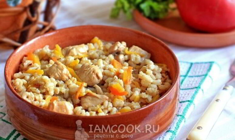 Рецепт плова из перловки с курицей