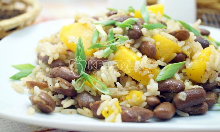 Рецепт постного плова с тыквой и фасолью