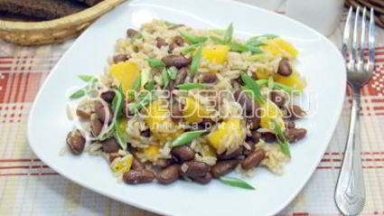 постный плов с тыквой и фасолью