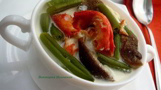 Фрикасе из крабов с белыми грибами