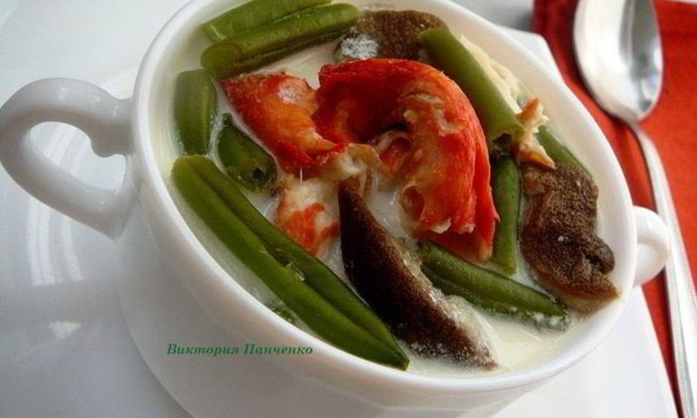 Рецепт фрикасе из крабов с белыми грибами