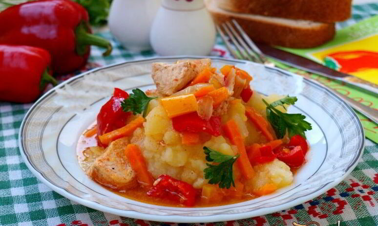 Рецепт рагу из индейки с овощами в казане