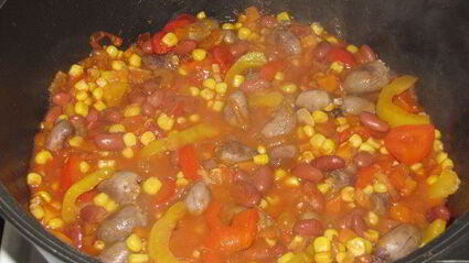 рагу из куриных сердечек в мексиканском стиле