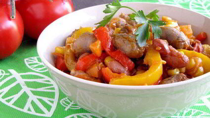 рагу из куриных сердечек в мексиканском стиле