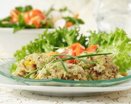 Рагу из перловой крупы с пореем, грибами и зеленью