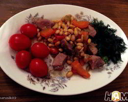 Рагу с соевыми бобами в чугунке