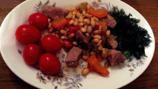 Рагу с соевыми бобами в чугунке