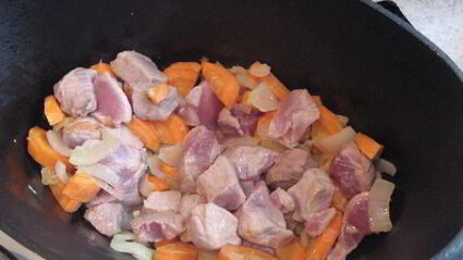 рагу с соевыми бобами в чугунке