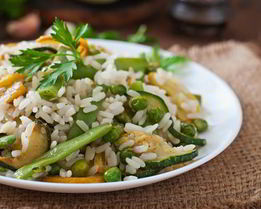 Овощное ризотто с козьим сыром