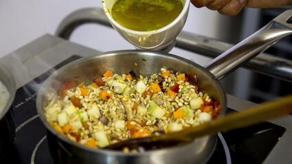 ризотто из перловки с овощами