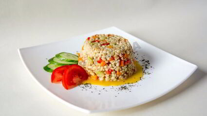 ризотто из перловки с овощами