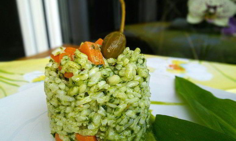 Рецепт ризотто с соусом из черемши