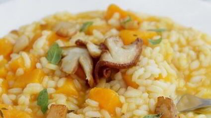 ризотто с тыквой и белыми грибами