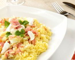 Ризотто с ветчиной и овощами