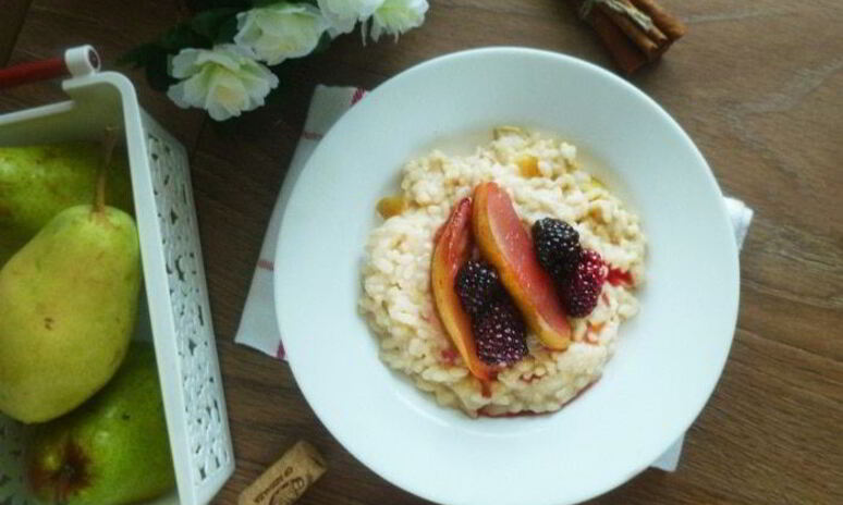 Рецепт сладкого ризотто с томлеными фруктами