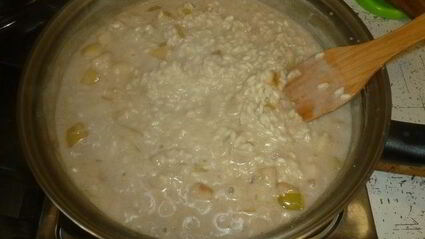 сладкое ризотто с томлеными фруктами