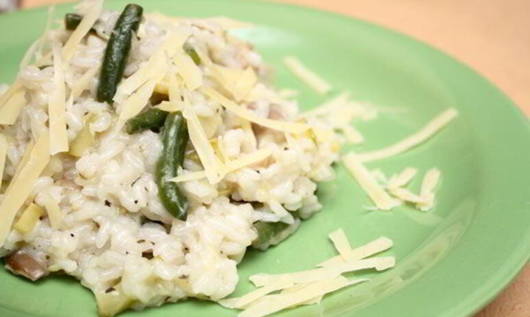 Рецепт зеленого ризотто с грибами