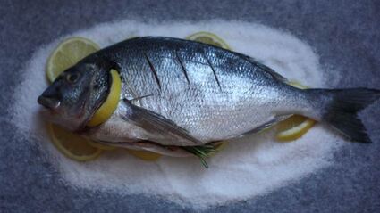 дорада на подушке из соли и лимонов