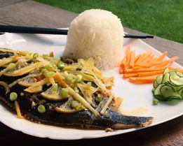 Камбала по-китайски на пару