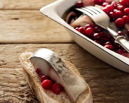 Сельдь с клюквенным соусом