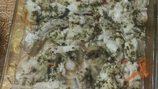 Треска на мацони с овощами в духовке