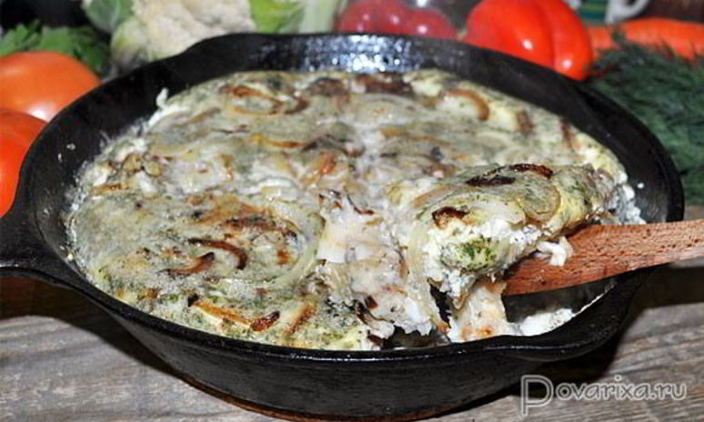 Рецепт трески, запеченной в омлете