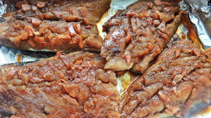 запеченная скумбрия с японской лапшой