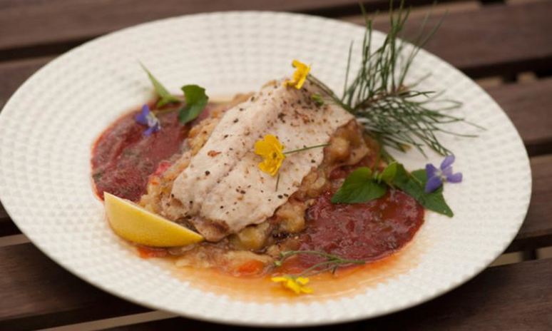 Рецепт жареного карпа с кабачковой икрой и сосновыми иголками