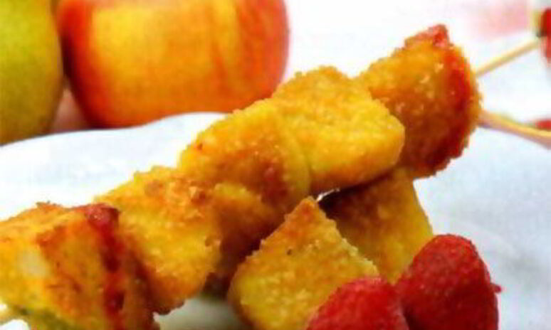 Рецепт фруктовых шашлычков в кляре