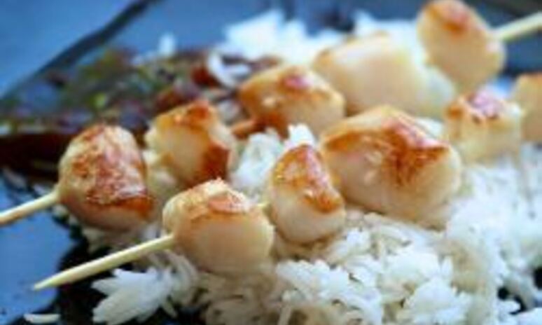 Рецепт шашлычков из гребешков с имбирным соусом