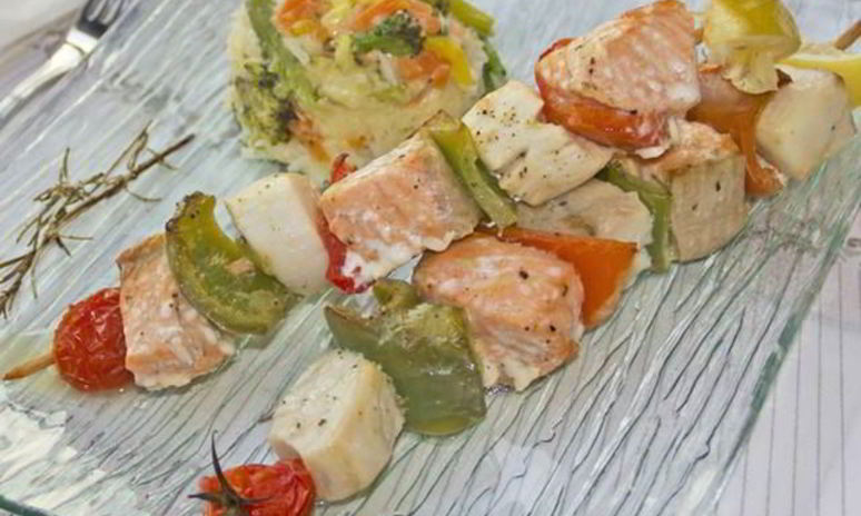 Рецепт шашлычков из гребешков с овощами