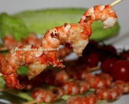 Шашлычки из креветок с кунжутом