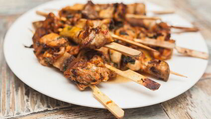 шашлычки из курицы с баклажанами