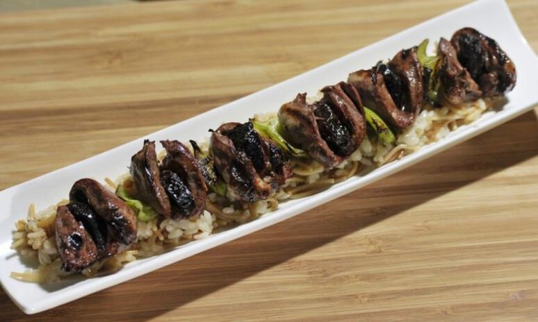 Рецепт шашлычков из сердечек индейки с пилавом