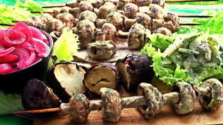 Шашлык грибы в сметане