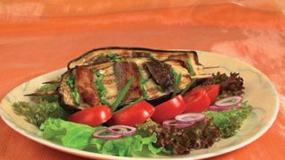 Шашлык из баранины в баклажанах