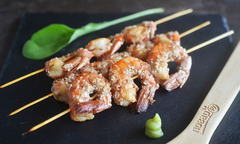 Рецепт шашлыка из креветок с кунжутом