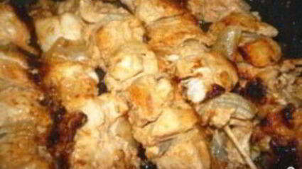 шашлык из курицы на сковороде