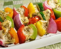 Шашлык из маринованной курицы и цукини