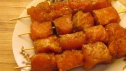 шашлык из семги на сковороде