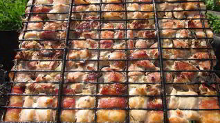 Шашлык из свинины и куриных грудок