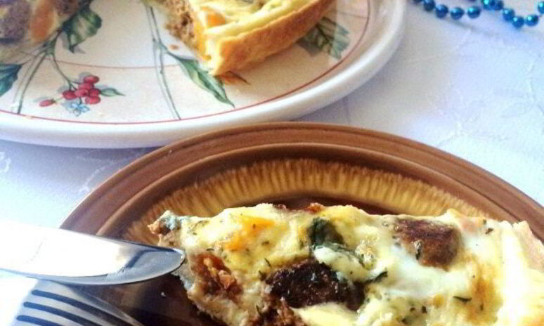 Рецепт киша с тефтелями, тыквой и сыром дор блю