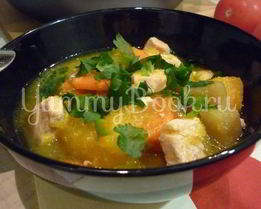 Легкое жаркое с тыквой и индейкой