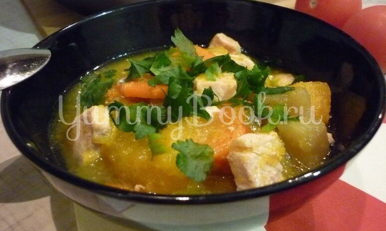 Рецепт легкого жаркого с тыквой и индейкой