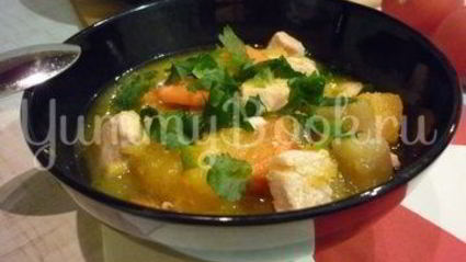 легкое жаркое с тыквой и индейкой