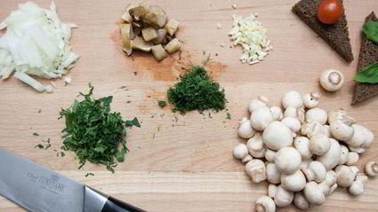 гречка с грибами и чесночными гренками