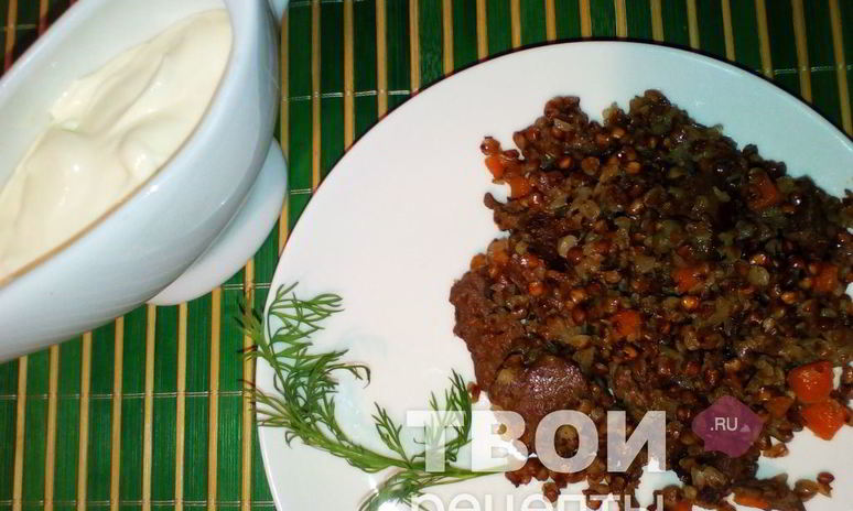 Рецепт гречки в казане с печенью