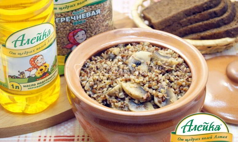 Рецепт постной гречки с грибами в горшочке