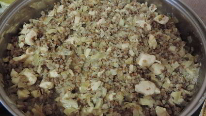 сливочная гречка с грибами и курицей